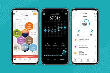 collage of the best walking apps on a teal background